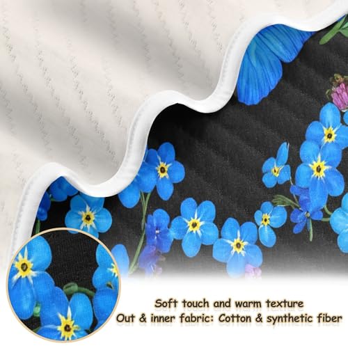Burbuja Blue Butterflies Baby Blanket for Boys Girls, Nursery Soft Warm Swaddling Receiving Baby Blankets, 30x40 in Toddler Blanket2