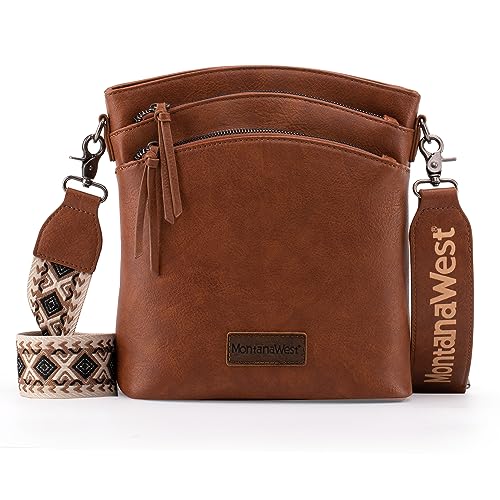 Montana West Bolsas e bolsas transversais para mulheres, compartimentos duplos, bolsa transversal com alça ajustável, D-marrom escuro (com coldre)