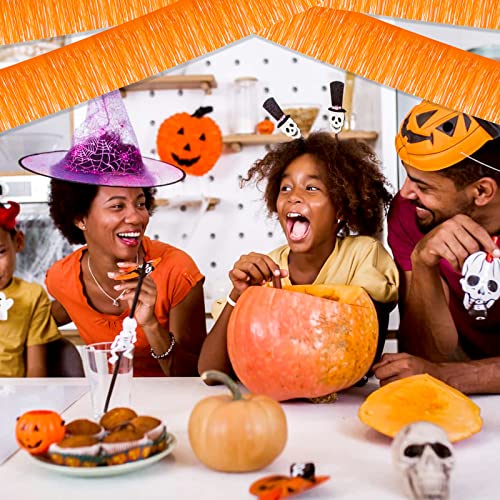 Image of 6 Pack 10 Feet Foil Fringe Garland Metallic Tinsel Streamers Banner Wall Hanging Backdrop Banner for Parade Floats, Thanksgiving, Christmas, Birthday, Halloween Party Decorations(Macaron Orange)