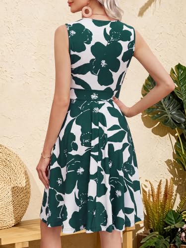 Image of GUBERRY Womens Wrap V Neck Sleeveless Sundress Summer Flare Tank Dress with Pockets