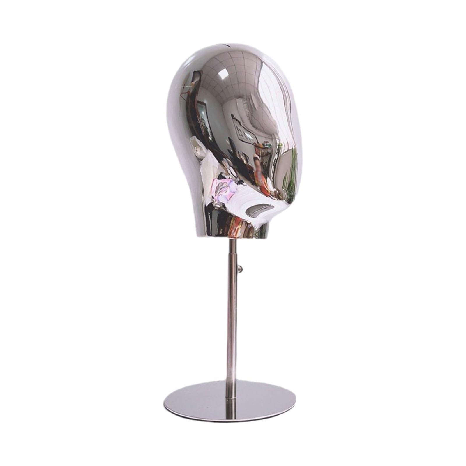 Wig Holder Mannequin Head Model Versatile Tabletop Stable Metal Base Height 45-58cm for Business Personal Use Hairpieces Caps(Silver)