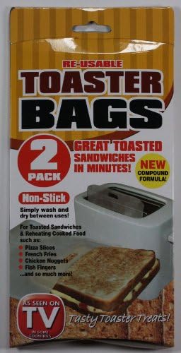 2 PACK NON STICK RE-USABLE TOASTER TOASTING TOASTIE BAGS POCKETS SANDWICH BAGS