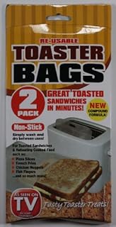 2 PACK NON STICK RE-USABLE TOASTER TOASTING TOASTIE BAGS POCKETS SANDWICH BAGS