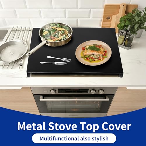 Metal Gas Stove Cover Board, 30 x 22 x 3 Inch Gas Stove Top Covers with Handle, Noodle Board Gas Stove Cover, Fits Home Gas & Electric Stoves, Easy-Clean Kitchen Storage by Zxdgtfy - Used condition - Image 6