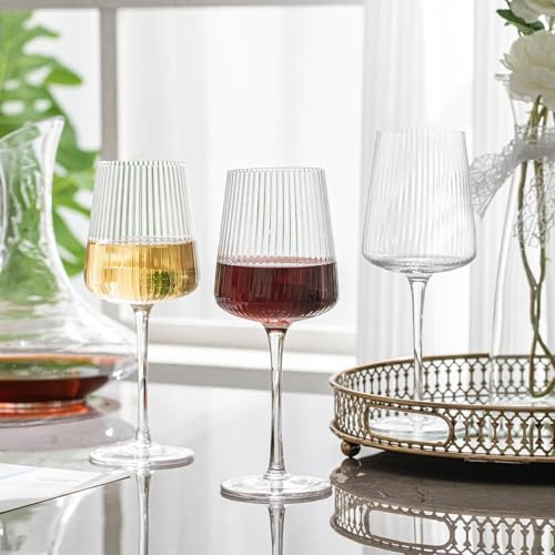 Image of Premium Wine Glasses 400ml, Set of 6 Long Wine, Burgundy Clear Glasses with Stem for Wedding Anniversary, Birthday, Gift (RKT-12, Set of 6)
