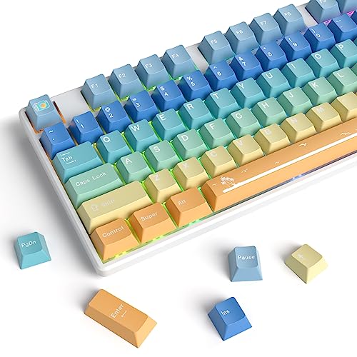 Image of Fogruaden PBT Gradient Keycaps Dye-Sublimation Cute Keycaps, Cherry Profile, 138 Keys Custom Keycap Set for Mechanical Keyboard(SandyBeach)