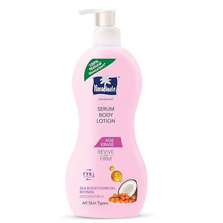 Parachute Advansed Body Lotion for Women, Age Erase Serum, Anti-Aging, Retinol, Coconut Milk, 100% Natural, All Skin Types, 400ml at Rs. 157