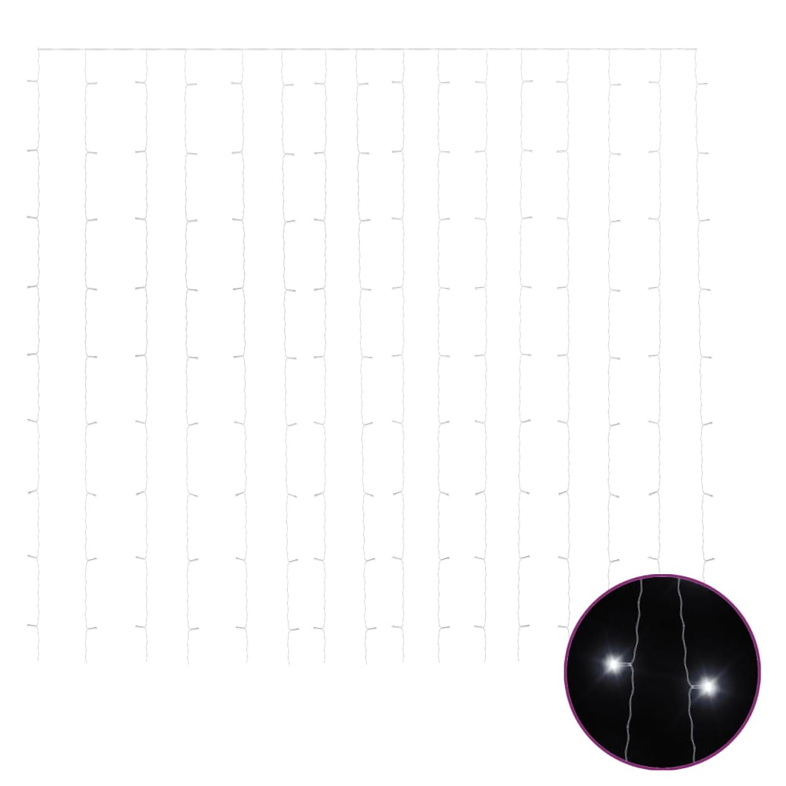 Homgoday LED-Lichtervorhang Weihnachtsbeleuchtung Weihnachtsdeko, Lichterketten für Weihnachten, Party, Deko, Hochzeit, Garten, Balkon 3x3 m 300 LED Kaltweiß 8 Funktionen