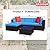Greesum Patio Furniture Sets 5 Piece Outdoor Wicker Rattan Sectional Sofa with Cushions, Pillows & Glass Table, Blue
