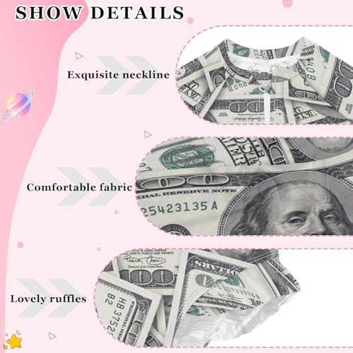 Girls One Piece Swimsuits Long Sleeve Swimsuit Zipper Bathing Suits Money Print3