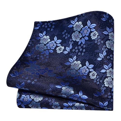 Image of GUSLESON 3.15 inch(8cm) Mens Floral Tie and Lapel Pin Necktie Hankerchief Cufflinks Set for Men
