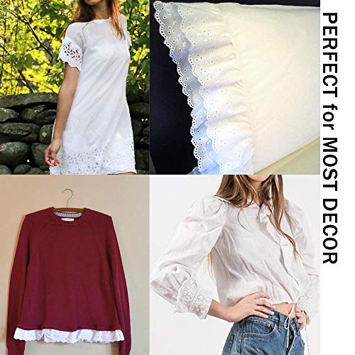 Vu100 Scalloped Eyelet Lace Trim White, 4 Inch Wide 2 Yard Cotton Lace Trim Fabric By The Yard, For Sewing Crafts Dress Tablecloth Blankets #TOP5