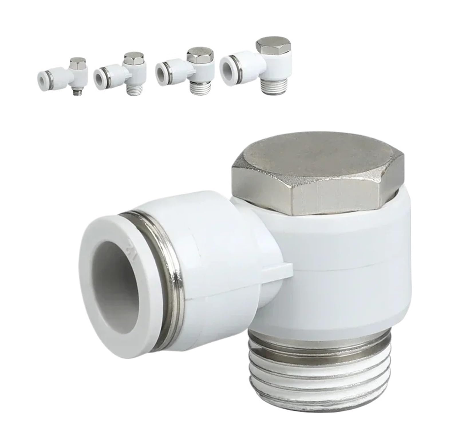 5/10 sztuk pneumatyczne obrotowe złącze męskie złączki do węża powietrznego złącze śrubowe 90 stopni rura kolankowa 6 mm 8 mm 10 mm 12 mm 1/2 (10 mm (wąż pneumatyczny), BSP1-8 cali - 10 sztuk)