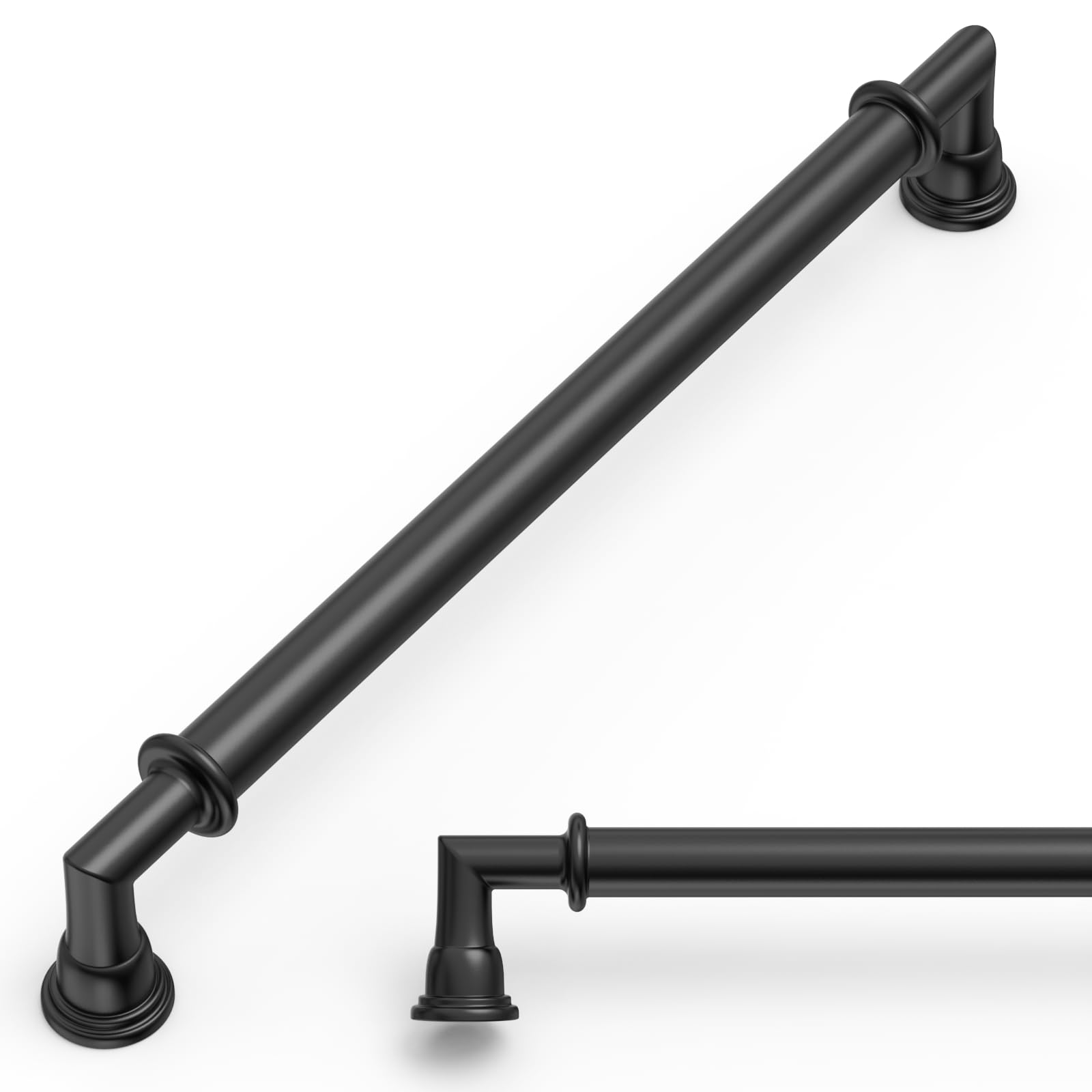 Amerdeco 10 Pack Matte Black Cabinet Pulls 7.5 Inch 192mm Zinc Alloy