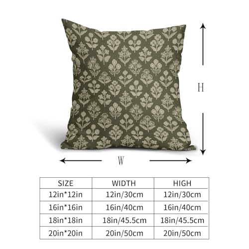 Housse de coussin décorative fleurie vert olive 45x45 cm style rustique lit - 6