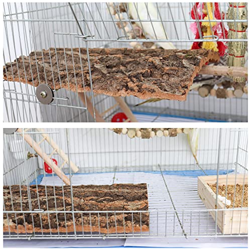 Image of 2 Pack 12 x 8 Inch 100% Natural Cork Perch, Bird Cork Seat Boards, Birdcage Bark Decor Accessories for Birds Parakeets Budgie Parrot Cockatiel Hamster Guinea Pig Rat