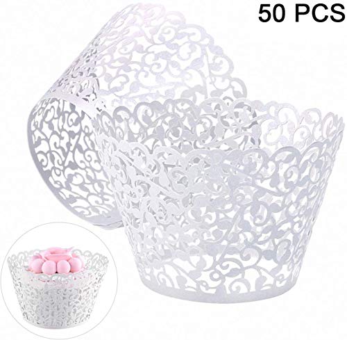 Cupcake Wrappers 50pcs/pack White Lace Cupcake Liners Laser Cut Cupcake Papers Cupcake Cups