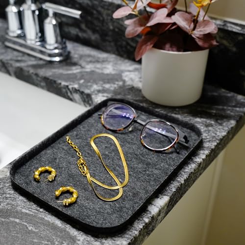 Image of Welaxy Felt tray Lid for Storage Bins Drawer Organizer bin cap of box for junk stuff stationery makeup jewelry closet bathroom minimalist lifestyle (Charcoal Lid, S)