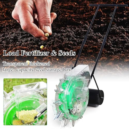 Sembradora manual de semillas, máquina de siembra manual de precisión para cultivos en hilera, esparcidor de semillas de 5 a 12 agujeros y aplicador de fertilizante para jardinería en el patio trasero