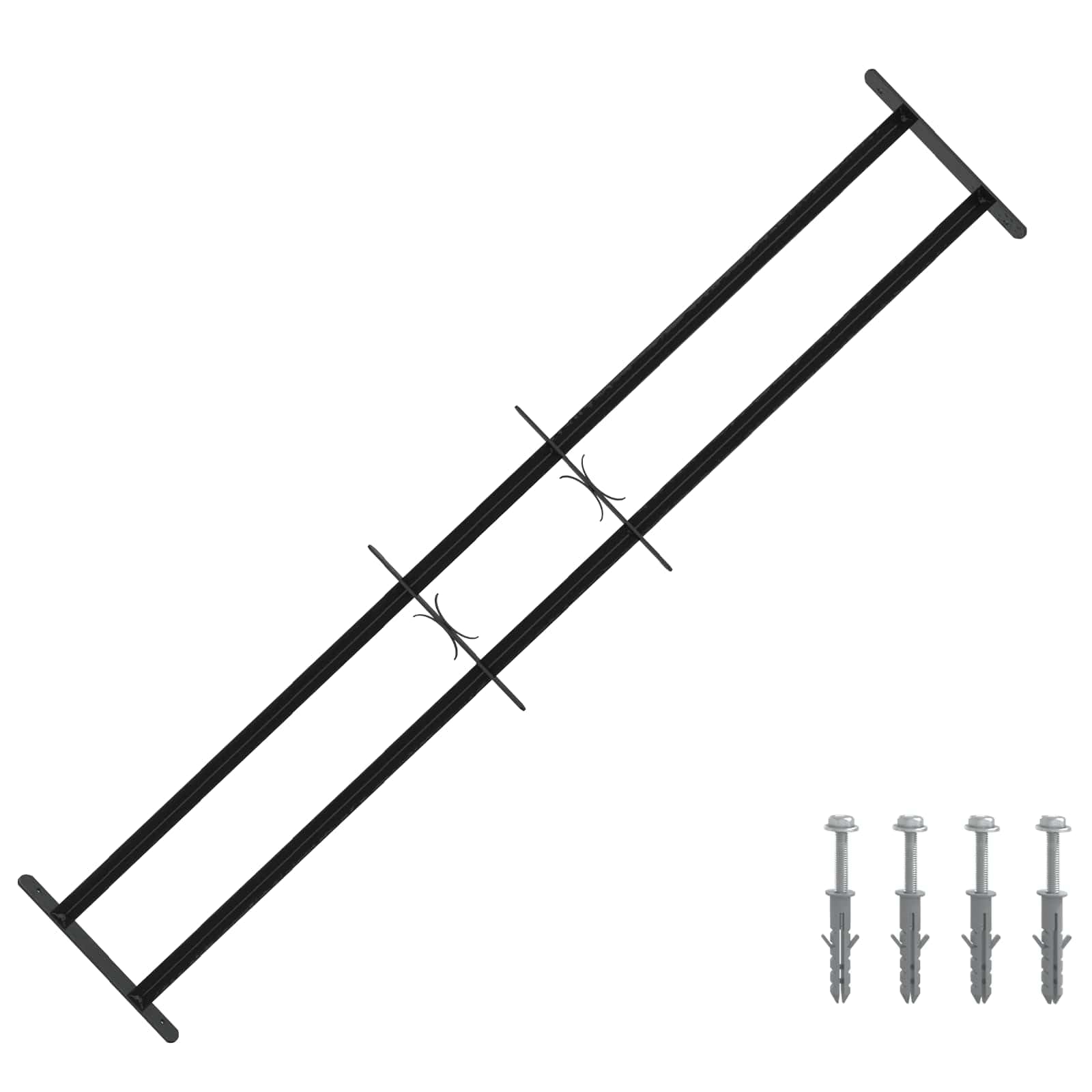 Rejilla de Seguridad para Ventanas con 2 Barras Cruzadas 3 pcs para balcón,planta baja,ventana de bodega,Reja antirrobo 93-174 cm