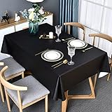 TruDelve Plastic Table Cloth for Rectangle Tables Black Vinyl Tablecloth Waterproof Wipeable Oilclot