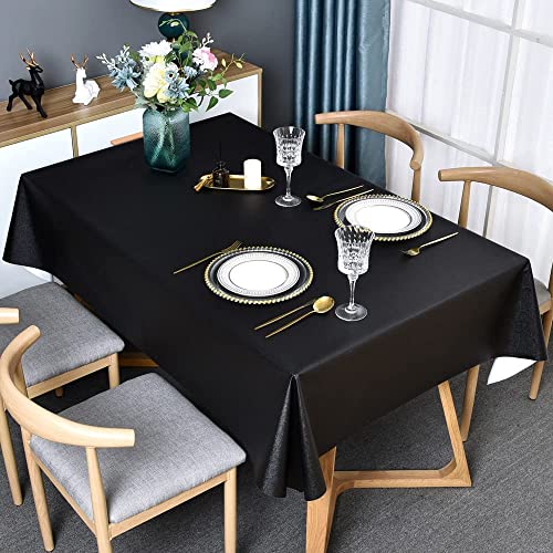 Trudelve Plastic Table Cloth For Rectangle Tables Black Vinyl Tablecloth Waterproof Wipeable Oilcloth Table Cloths For Parties Dining Table Cover (54'' X 108'', Pure Black) #TOP7