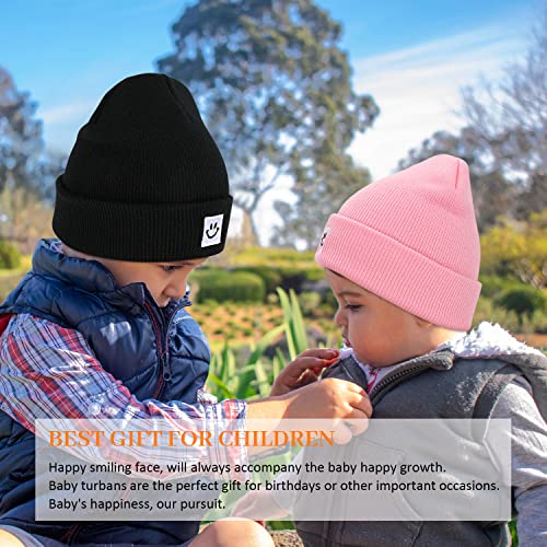 Danmy Baby Beanie Hat, Newborn Toddler Winter Warm Knit Hat, Kids Soft Beanie Cap (2Pcs- Gray & Balck #TOP6