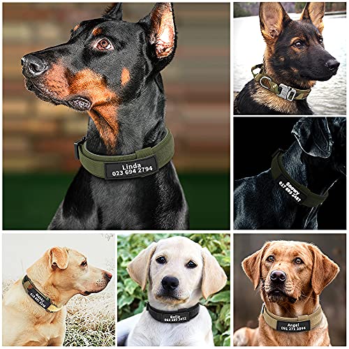 Personalisierbares taktisches Halsband für mittelgroße und große Hunde, personalisierbares Militärhalsband mit Name und Telefonnummer (Stil A)