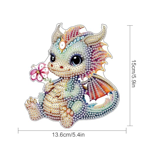 Image of Cute Dragon Diamond Art Kits for Adults Hanging Sign, Special Shaped Diamond Painting Pendant Suncatcher, DIY 5D Crystal Rhinestone Dragon Diamond Art Ornament for Wall Door Window Home Decoration