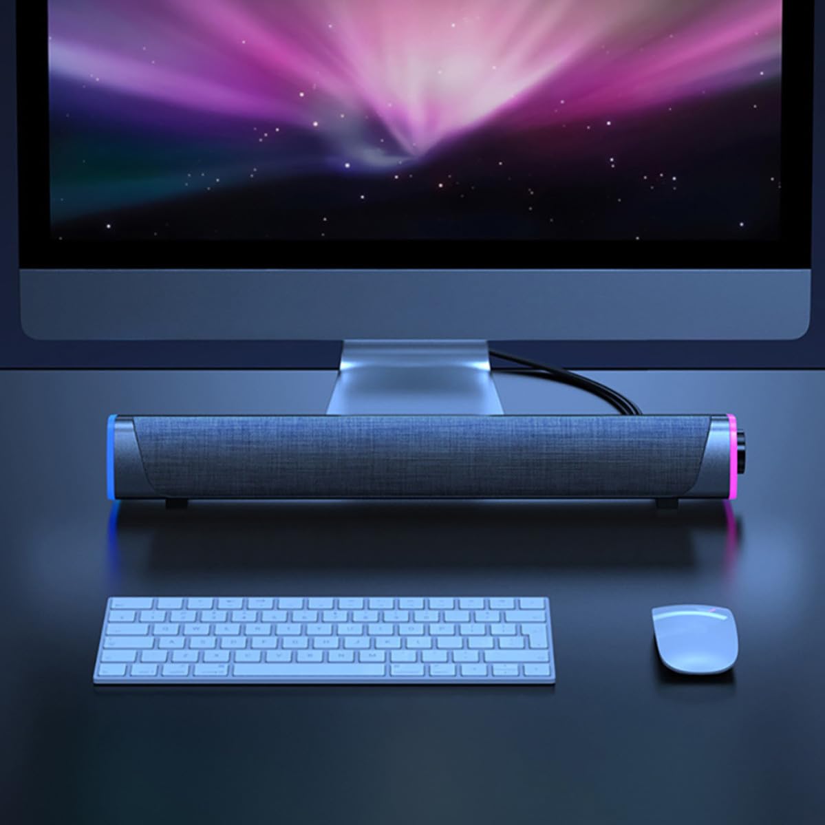 Soundbar Cablata, Barra Audio 2 Altoparlanti, 6w, Tessuto, 25hz-20khz, Nero, per Computer e Desktop, Scuola e Casa