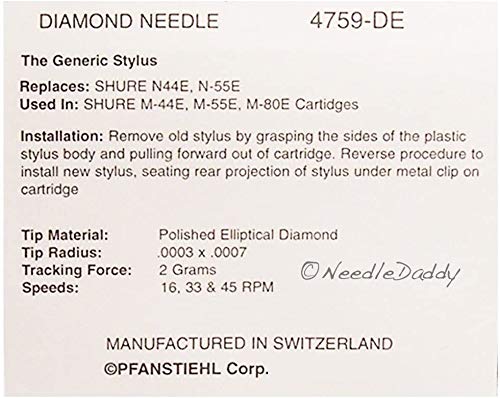 Amazon.com: STEREO TURNTABLE NEEDLE STYLUS for SHURE N44E N55E