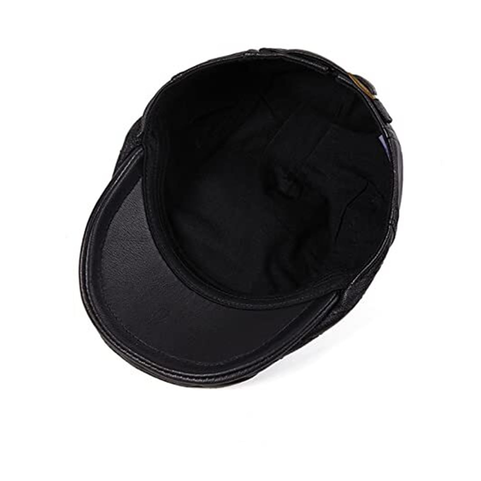 Men's Real Leather Winter Flat Cap Adjustable Newsboy Hat - Black/Brown (56-58cm)(56-58cm; Brown)