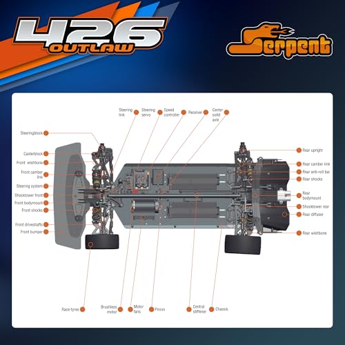 Serpent 426 Outlaw 1/7 4wd Electric All-Road Muscle Car RTR, High-Performance Tires, Brushless Motor, (Ready-to-Run Transmitter and Receiver Included, Batteries and Charger Required)