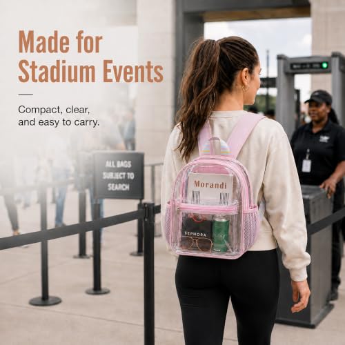 Image of ZENPUNK Clear Backpack for Stadium Events, 12x11x5 Stadium Clear Bag, Pink