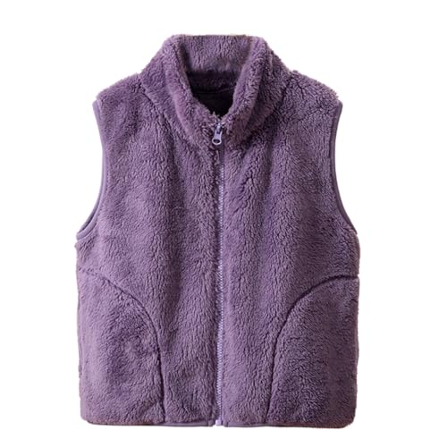 Image of Girls Boys Zippered Vest Warm Soft Fleece Outerwear Jacket with Pockets 3-12 Years