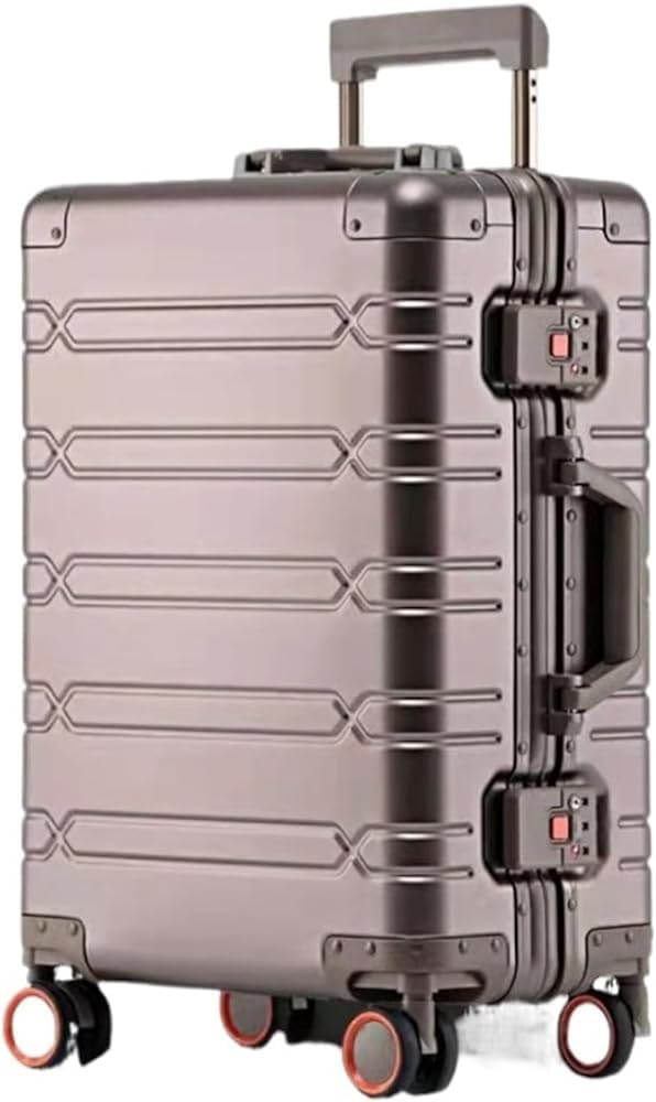 Walizka z twardą skorupą - Aluminiowy Magnez Metalowy Wózek Bagażowy - Duża Pojemność Walizka Podróżna, E, 24inch