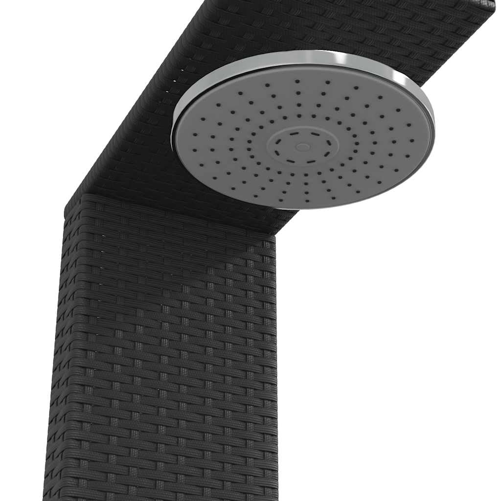 vidaXL Gartendusche, Outdoor Dusche mit Lattenboden Stahlrahmen, Terrassendusche für Pool Schwimmbad, Gartenmöbel Terrassenmöbel, Schwarz Poly Rattan Akazienholz