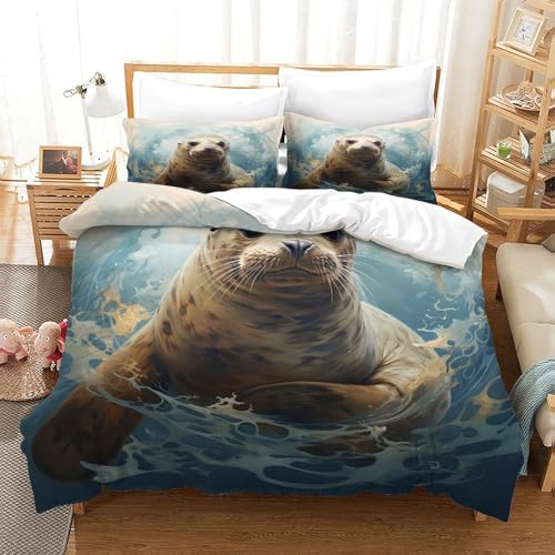 Housse de couette phoque anti-acarienne avec fermeture éclair pour lit single