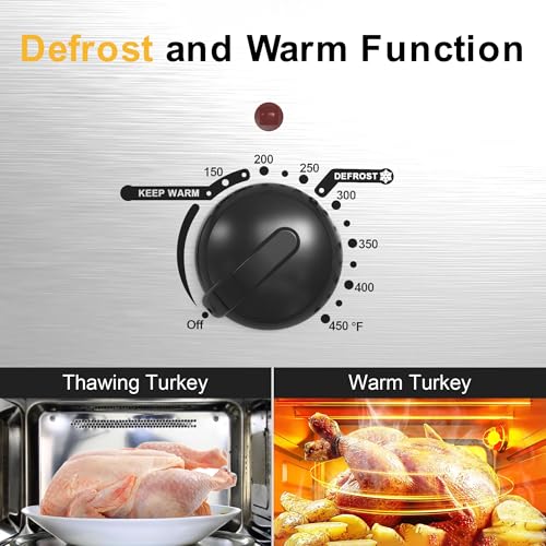 Image of 28Qt Electric Roaster Oven, with Self-Basting Lid, Removable Pan, Cool-Touch Handles, 1450W Stainless Steel Turkey Roaster Oven, Silver