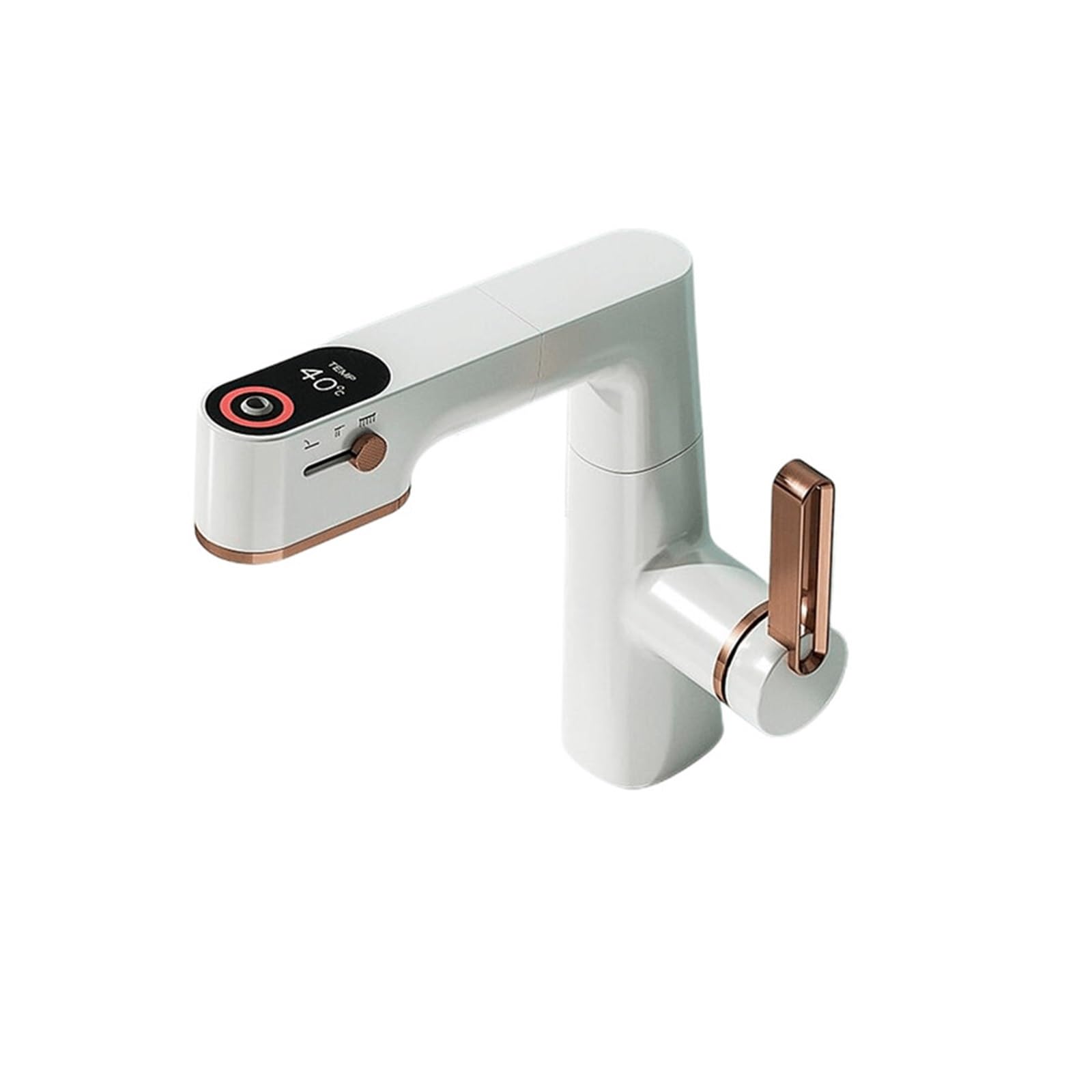 CZYWKDDPP Kitchen Tap, Multifunctional Bathroom Faucets, Pull Out Basin Mixer Faucet, Gourmet LED Temperature Tap 360° Tapware Crane Brass(Rose Gold White)