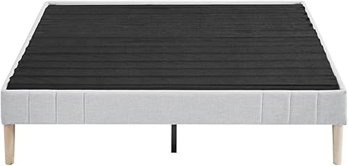 Miniatura 3 de DeCoro Eternity - Marco de cama tapizado gris suave, tamaño King Gris claro,Ecru