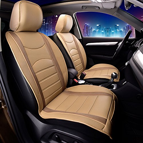 FH Group PU207102 Neo-Blend Leatherette Seat Cushions (Beige) Front Set – Universal Fit