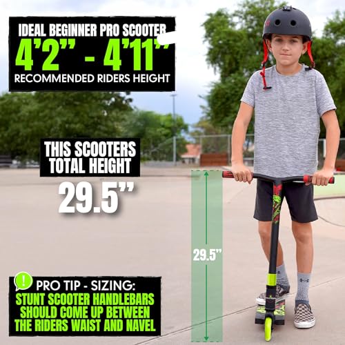 Image of Pro Stunt Trick Scooter for Kids Ages 5-12 - Lightweight Durable Freestyle Kick Scooter for Skatepark and Street - Easy Assembly - Madd Gear MG2
