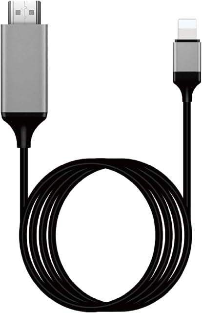 [Certificado Apple MFi] Adaptador Lightning para HDMI para telefone para TV, compatível com iPhone, iPad, conector de tela sincronizada, conecte diretamente em HD TV/monitor/projetor, sem necessidade de fonte de alimentação (1,8 m)
