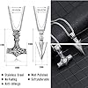 Diamday 3Pcs Men's Necklace Viking Stainless Steel Thor Hammer Triangle Spearpoint Arrowhead Mjolnir Pendant Chain Necklace Talisman Necklace Vintage Viking Jewelry for Men Boy With Basket Chain A #1