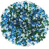 QYGL Sea Glass Stones - Green Mixed Clear Glass Pebbles Gemstones - Perfect for Aquarium Rocks, Fish Tank Gravel, Vase Fillers, DIY Crafts, and Home Decor (0.9LB/14oz)