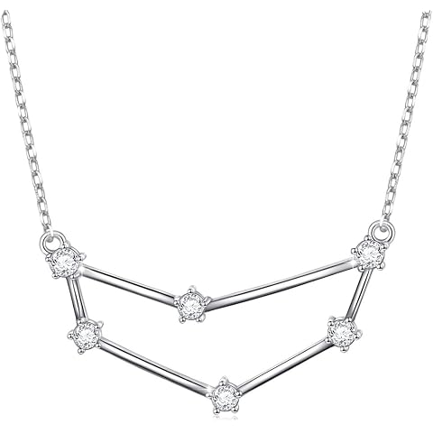925 Sterling Silver CZ Astrology 12 Constellation Horoscope Sign Astrology Zodiac Star Necklace Birthday Jewelry for Women,18-20 inch
