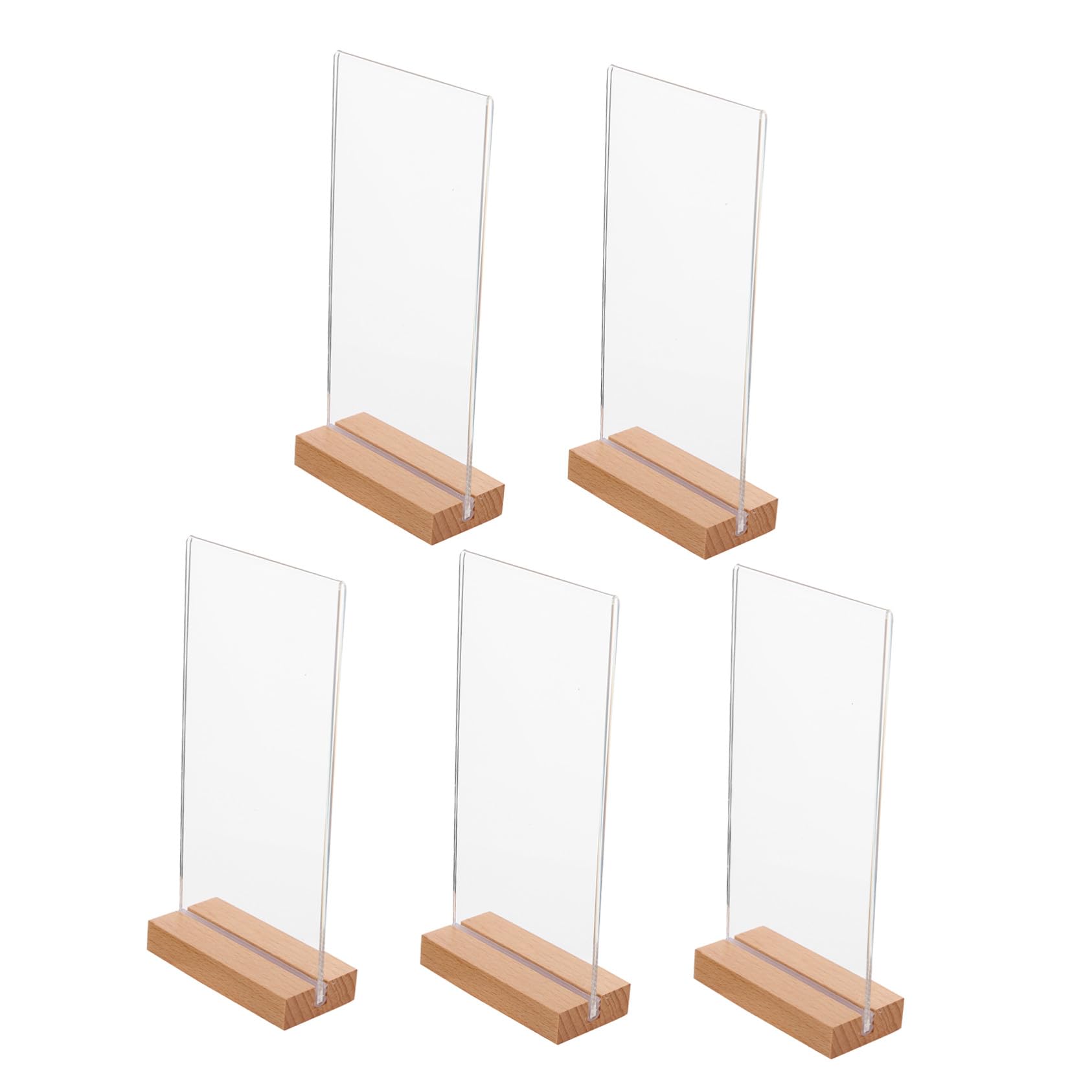 Présentoir de menu acrylique transparent T-shape support bois table