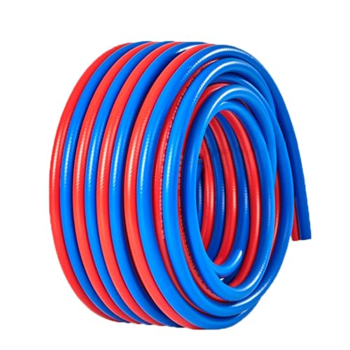 SYLUOQP Tuyau de Chalumeau Double, Tuyau oxygène-acétylène, Rouge et Bleu, Tuyau Industriel antidéflagrant pour la découpe et Le soudage, 8mm,5m