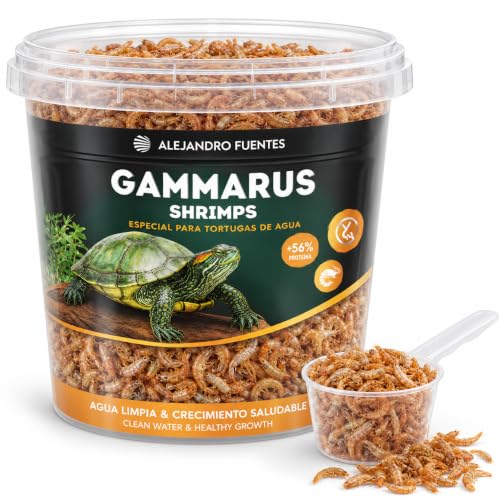AF® Gammarus Tortugas de Agua 300g, 3L Gambas Tortugas de Agua con +56% Proteína, Snack Natural Reduce Olor, Comida Ajolote con Shrimps, Mantén su Frescura con Cierre Zip